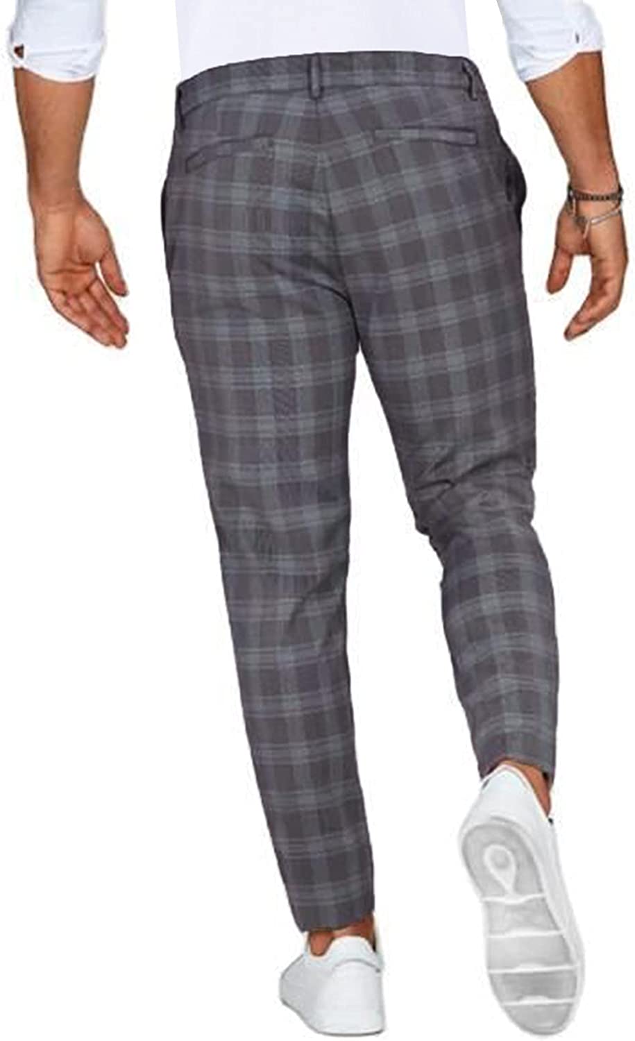 Chino Broek Heren Slim Fit Ruitpatroon Lente Casual