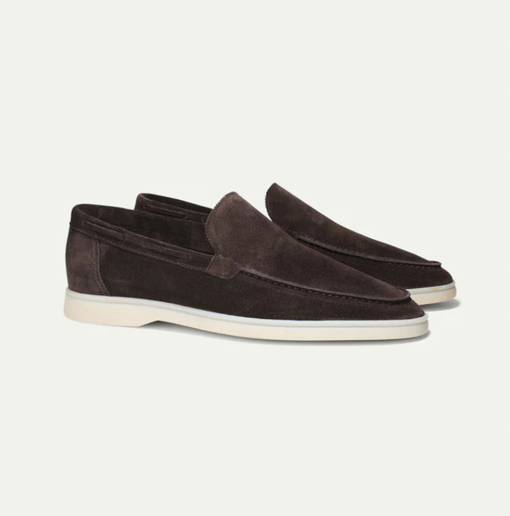 Leder-Loafer Heren Regular Fit Ronde Hals Casual