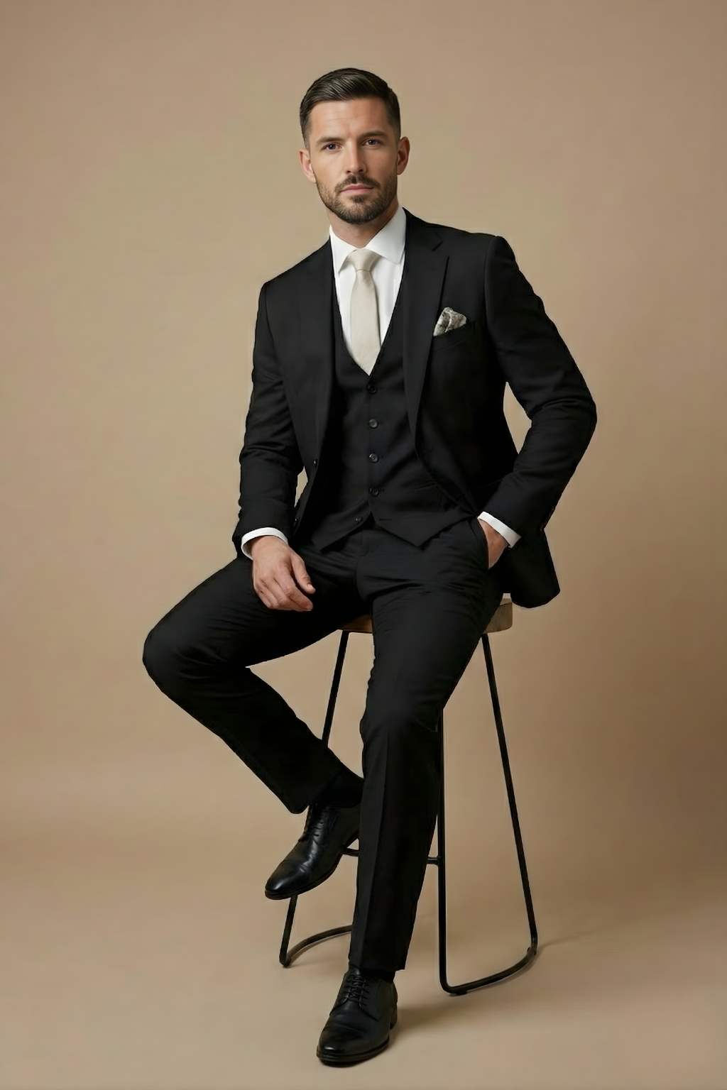 Driedelig Pak Heren Slim Fit Bruiloft Formeel