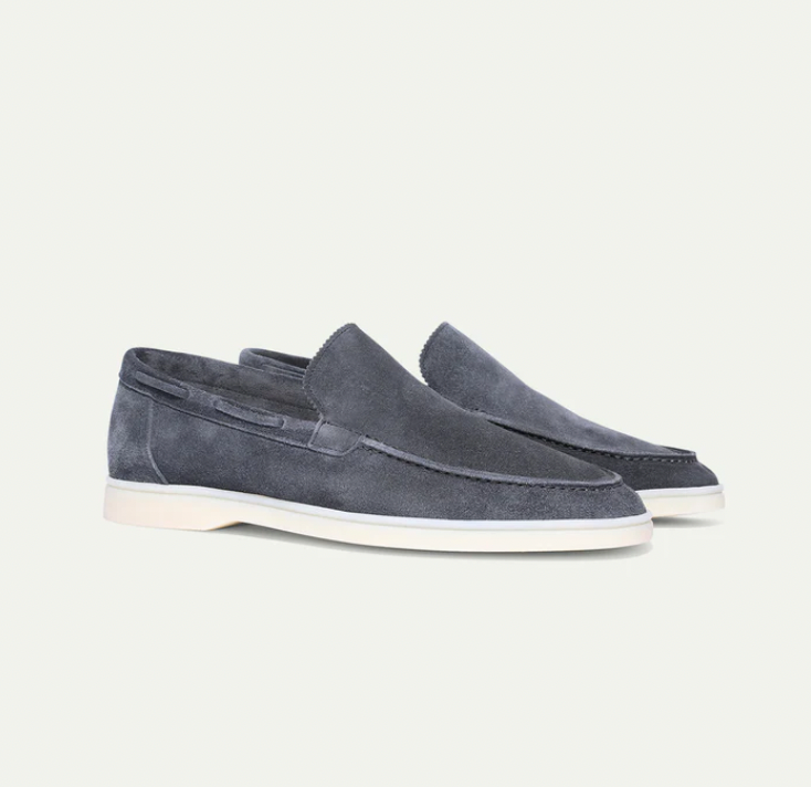Leder-Loafer Heren Regular Fit Ronde Hals Casual