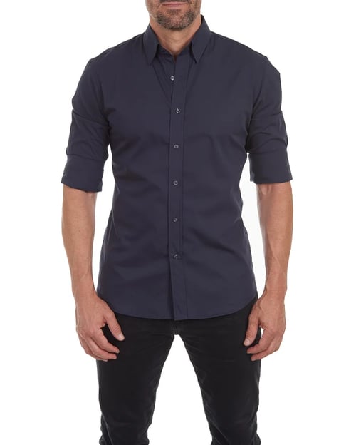Oxford overhemd Heren slim fit stretch met ritssluiting