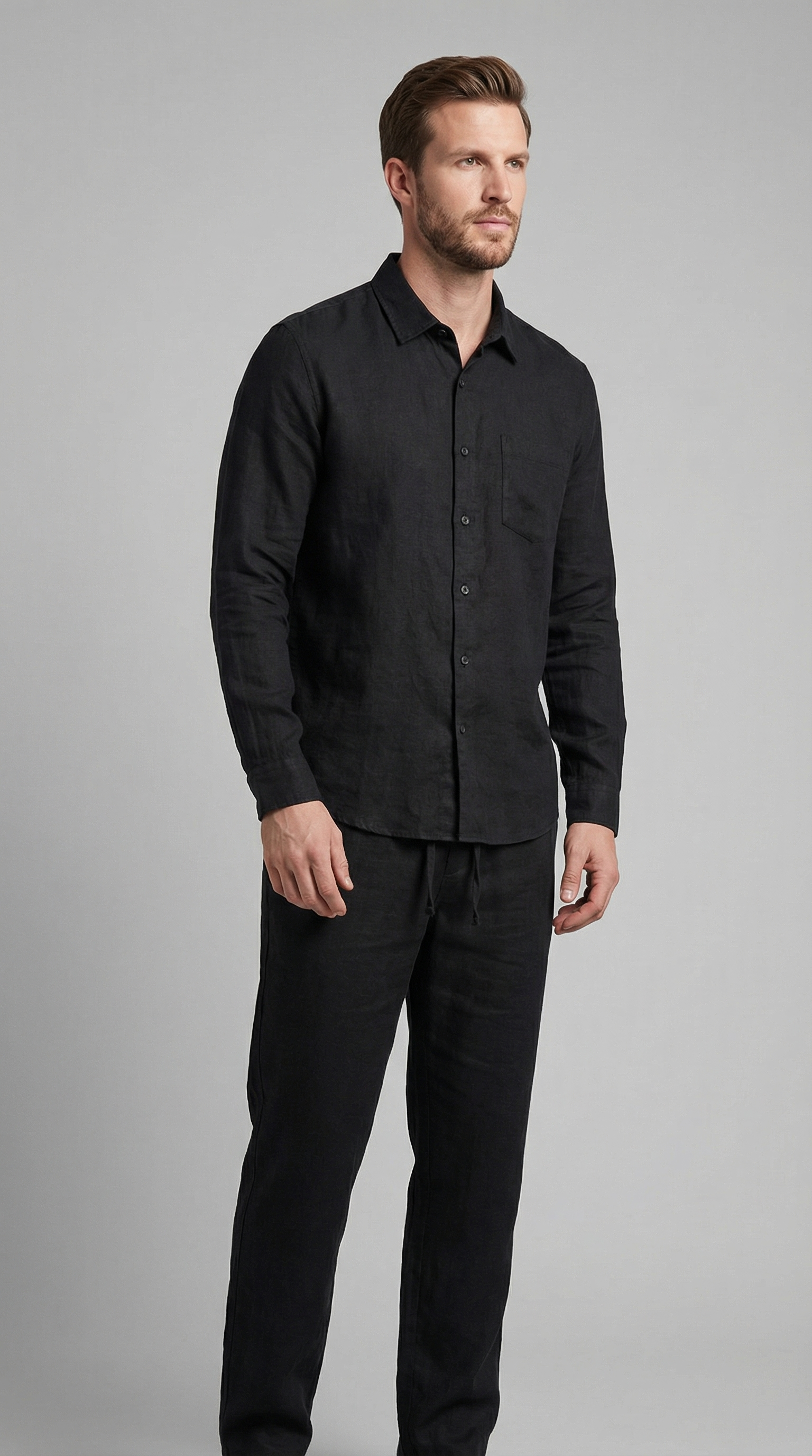 Heren Co-Ord Set Slim Fit Overhemd Broek Zomer