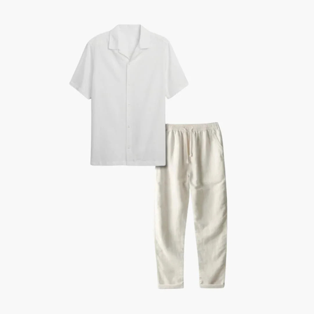 Herenset Overhemd Korte Mouwen Lange Broek Casual