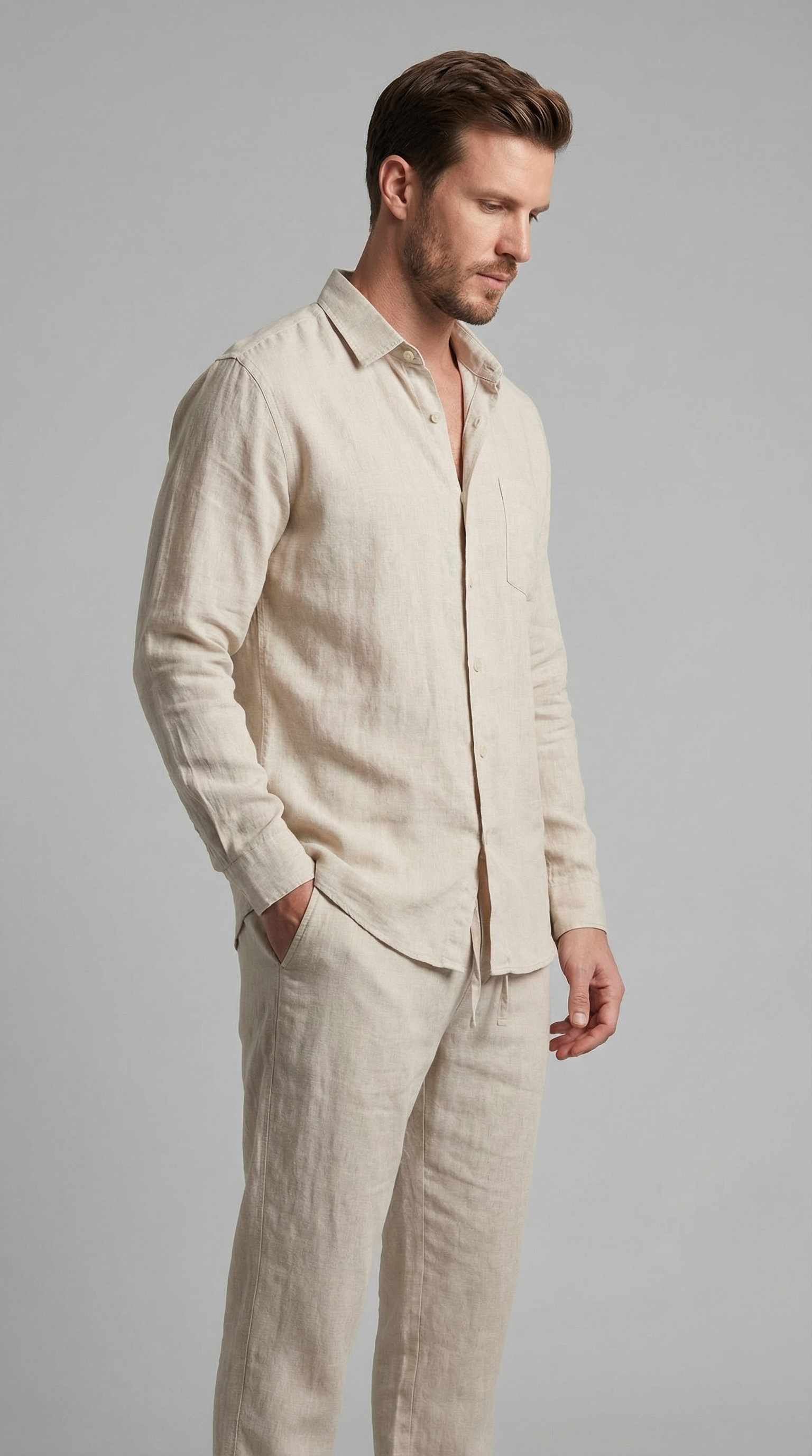 Herenset Shirt Pantalon Slim Fit Zomer