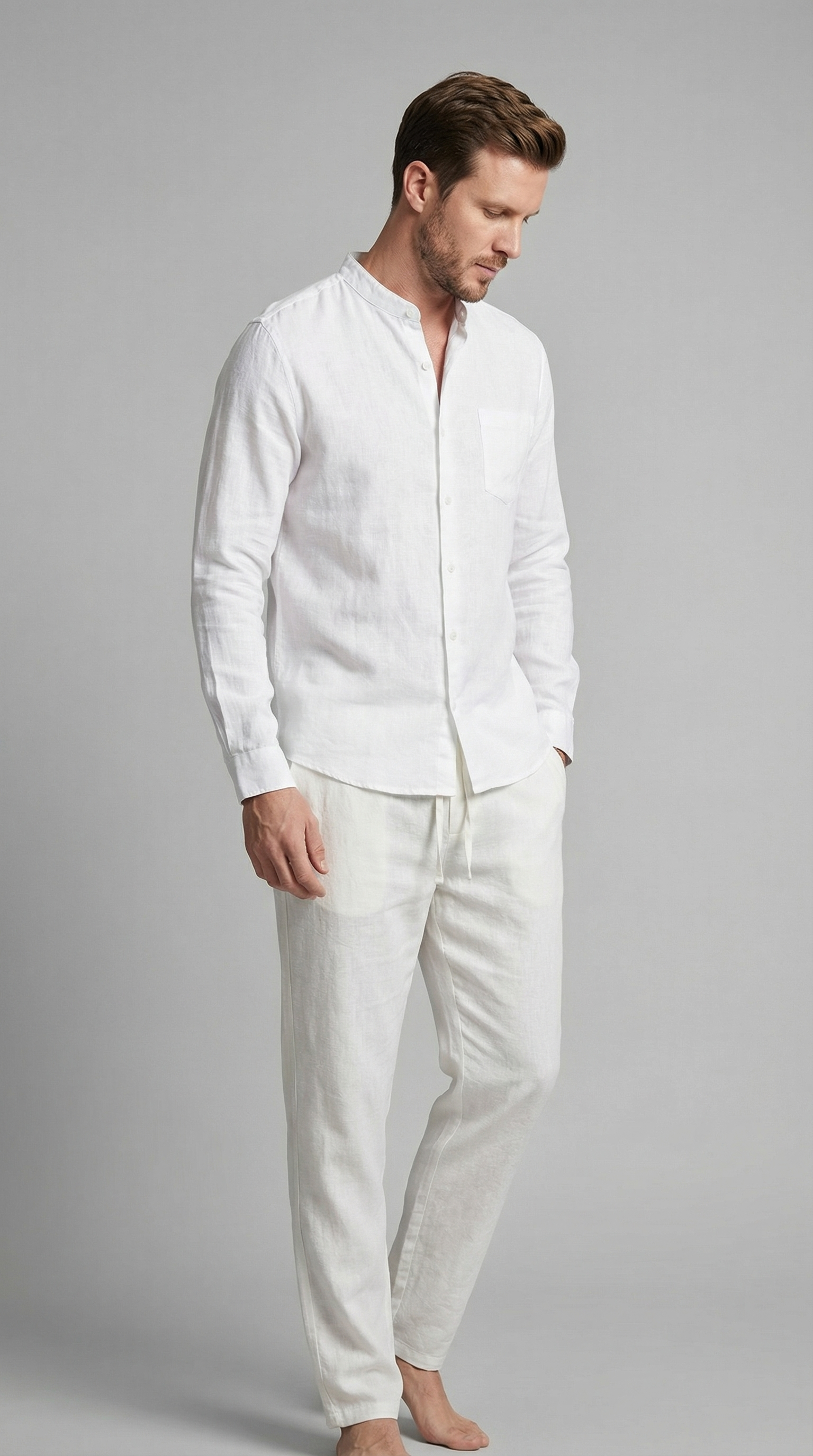Herenset Shirt Pantalon Slim Fit Zomer