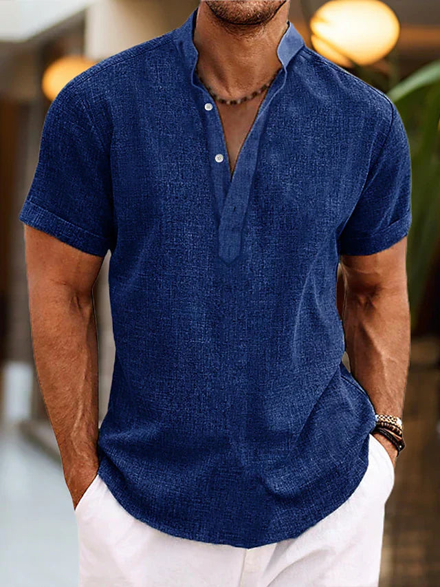 Peter | Heren Zomer Henley-Shirt met Korte Mouwen