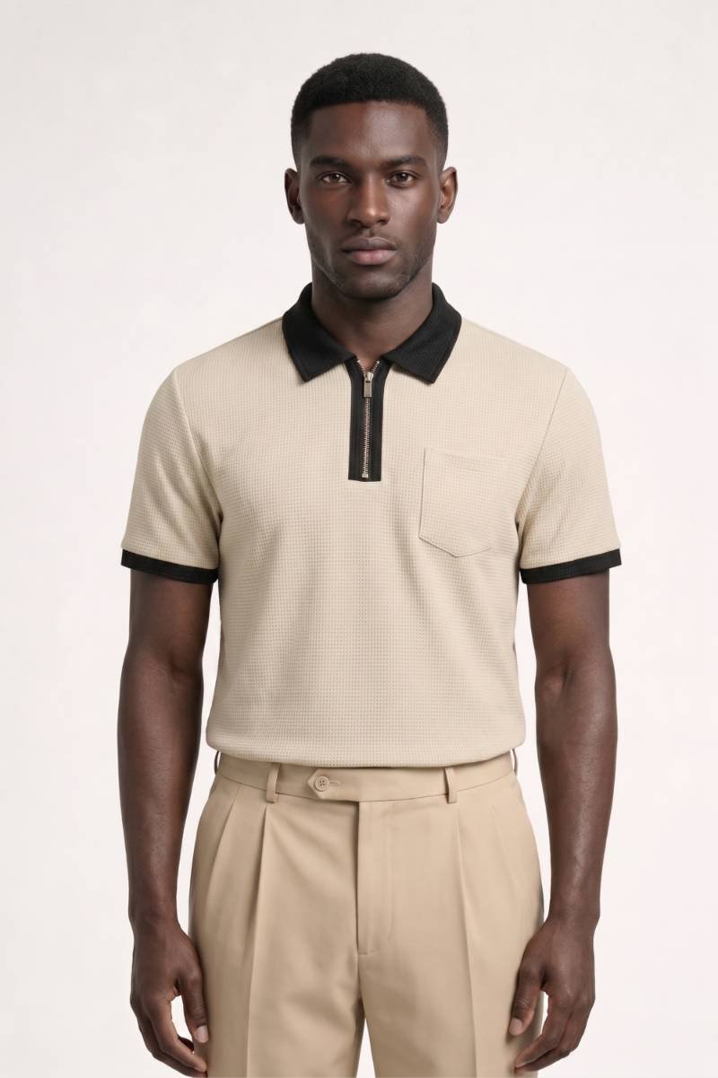 Poloshirt Heren Klassieke Fit Contrastkraag Casual