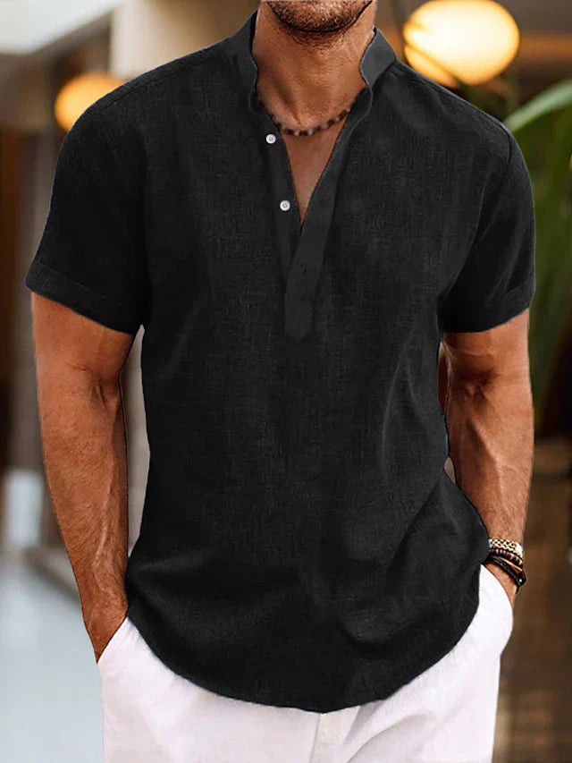 Peter | Heren Zomer Henley-Shirt met Korte Mouwen